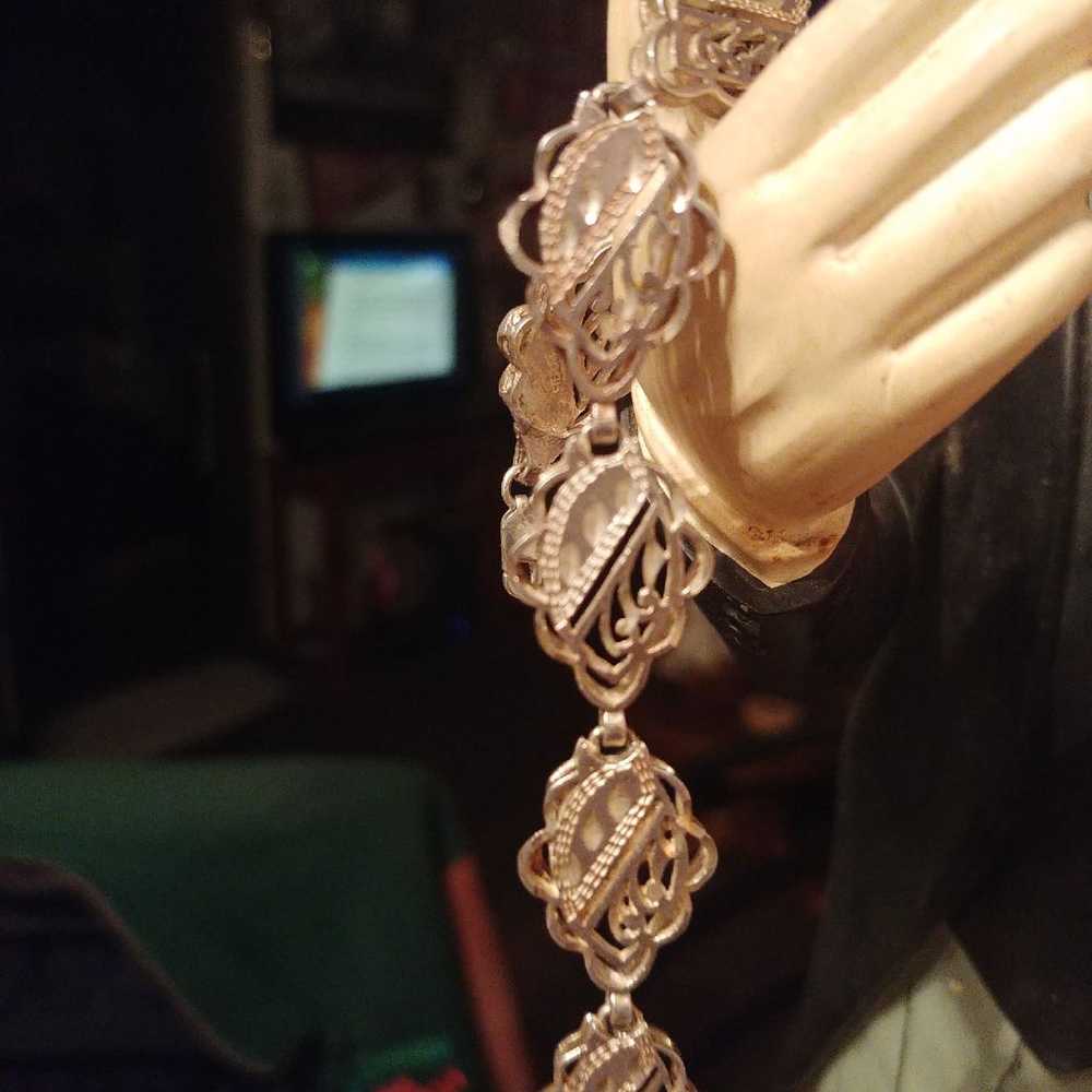 Vtg Sterling Silver Diamond Cut Bracelet - image 4