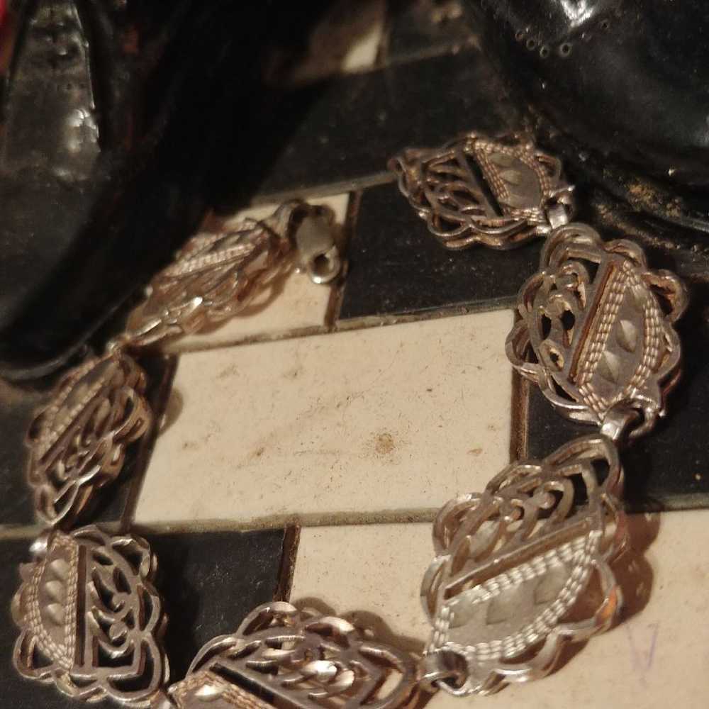 Vtg Sterling Silver Diamond Cut Bracelet - image 6