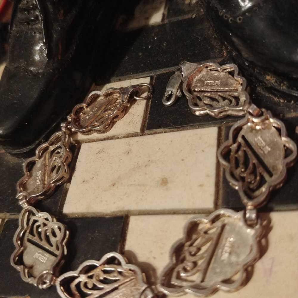 Vtg Sterling Silver Diamond Cut Bracelet - image 7