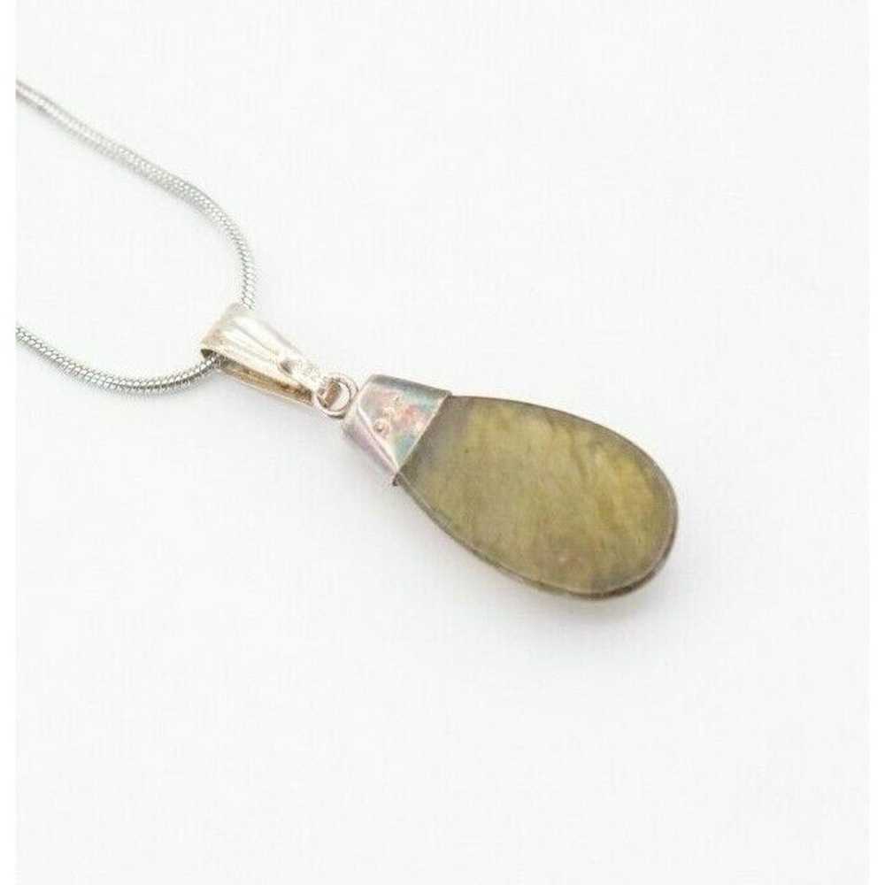 Vintage Green Agate Solid Sterling Silver 925 Nec… - image 4