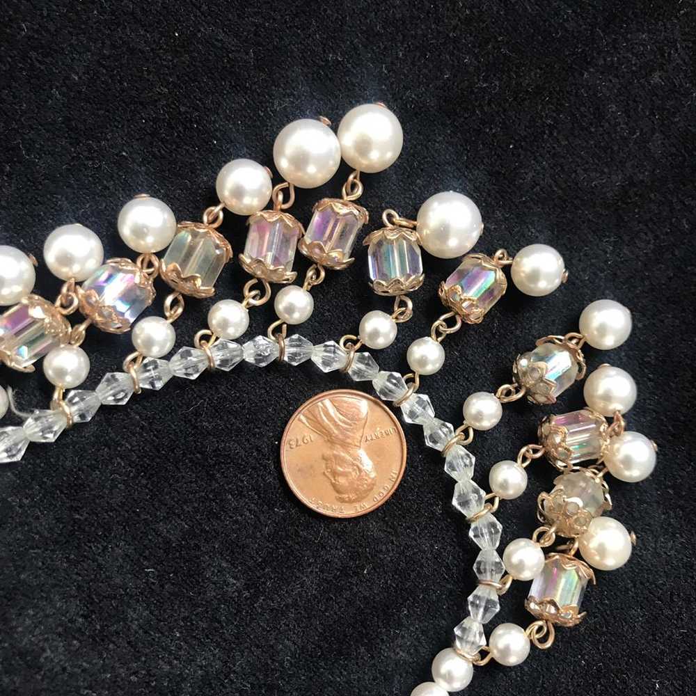 Crystal Pearls beaded necklace vtg - image 8