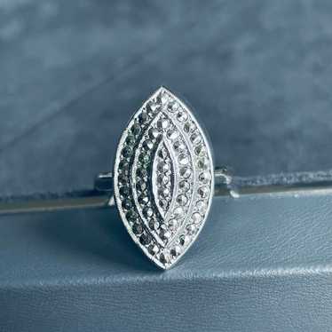 MARQUISE MARCASITE STATEMENT COCKTAIL STERLING SI… - image 1