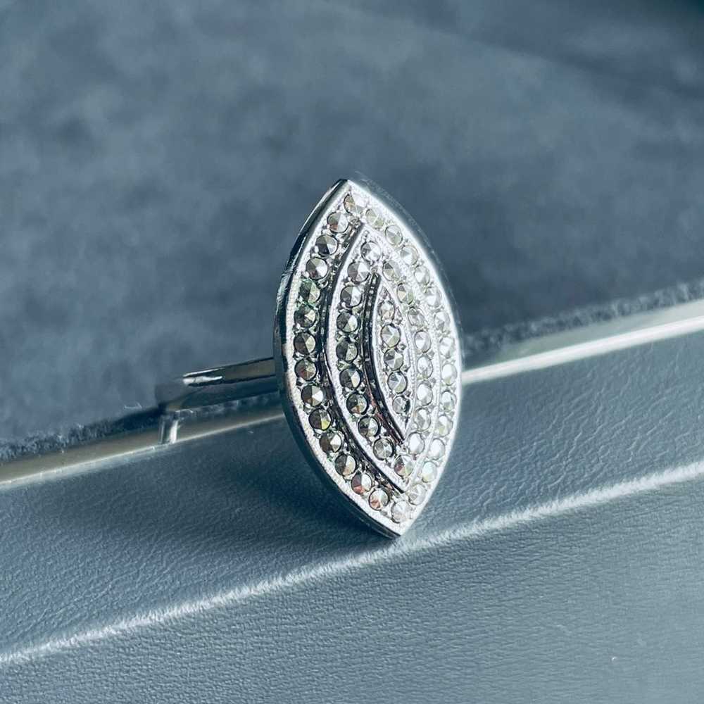 MARQUISE MARCASITE STATEMENT COCKTAIL STERLING SI… - image 6