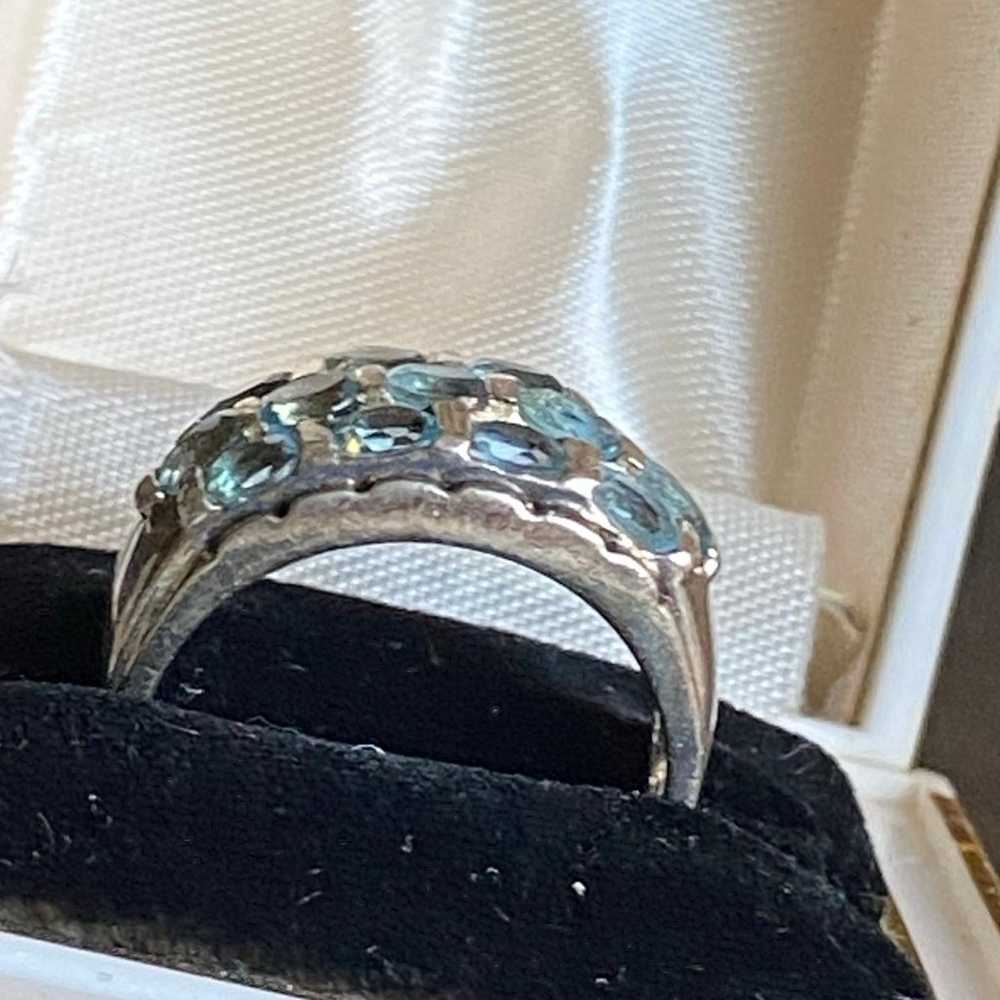 Vintage Sterling Silver Wide Blue Topez Ring - image 2