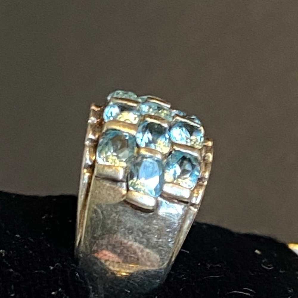 Vintage Sterling Silver Wide Blue Topez Ring - image 3