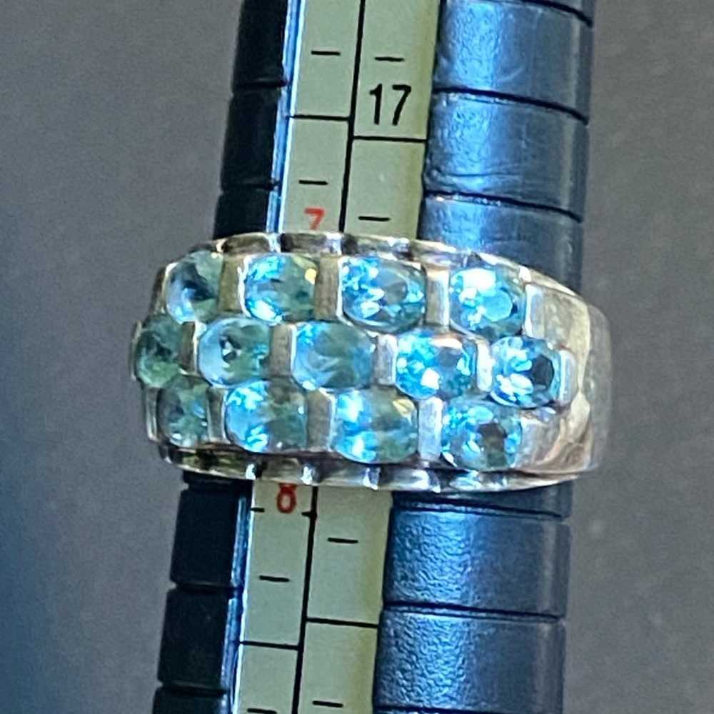 Vintage Sterling Silver Wide Blue Topez Ring - image 5