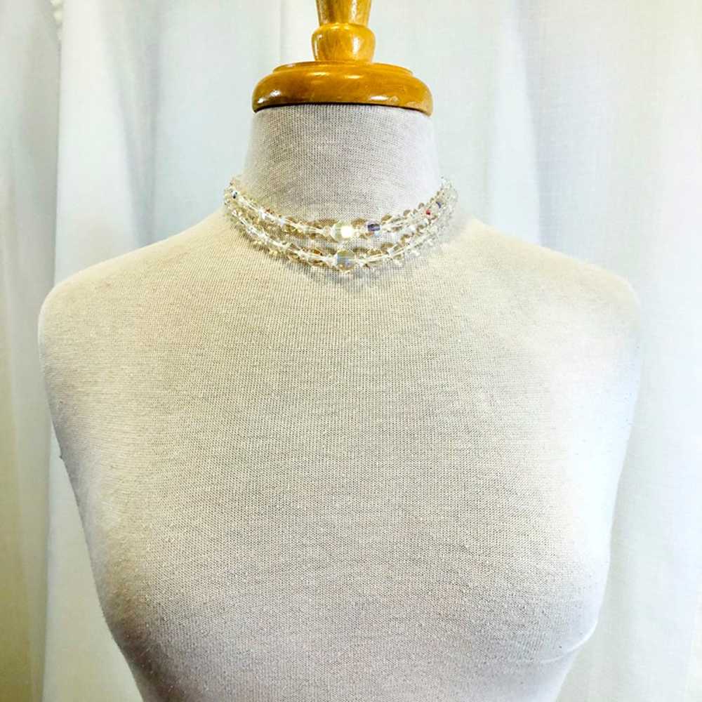 Vintage 1950s Double Strand Choker Necklace in Cl… - image 2