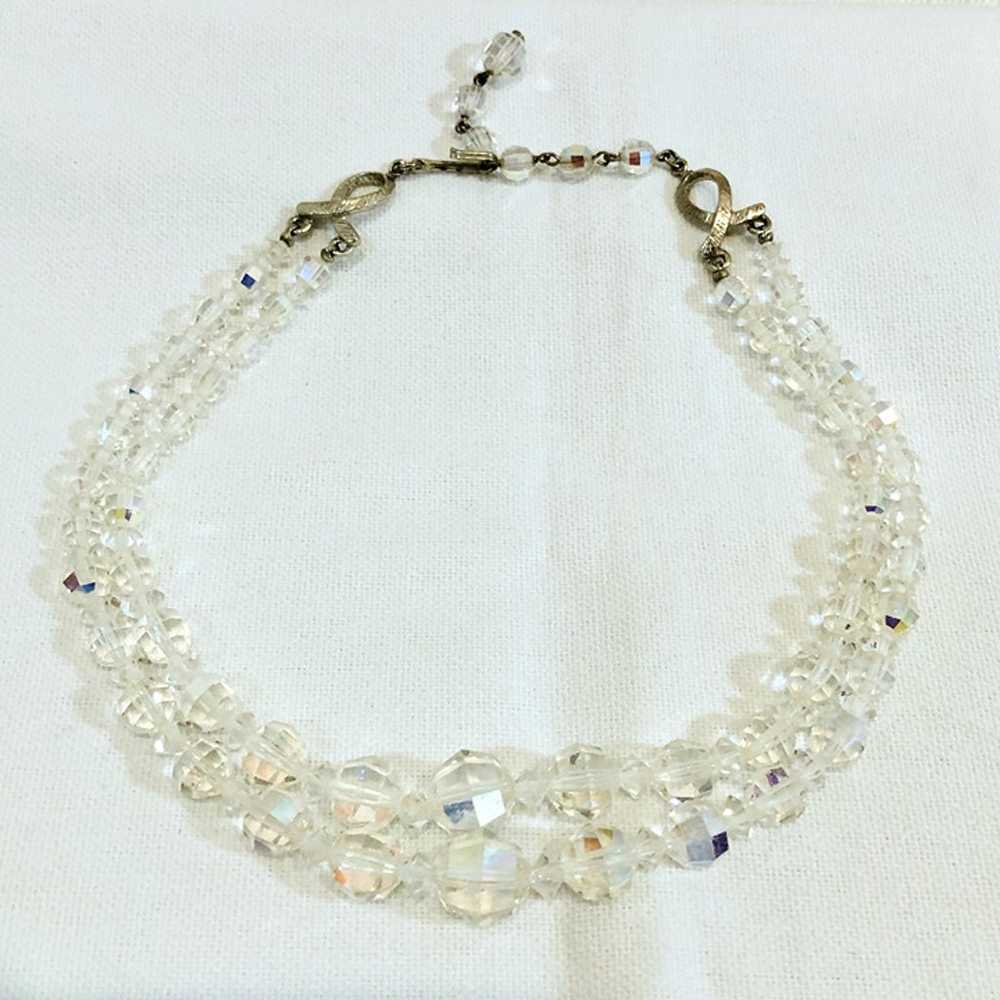 Vintage 1950s Double Strand Choker Necklace in Cl… - image 3