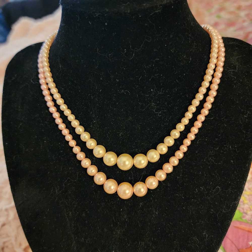 Vintage Double Strand Faux Pearls - image 1