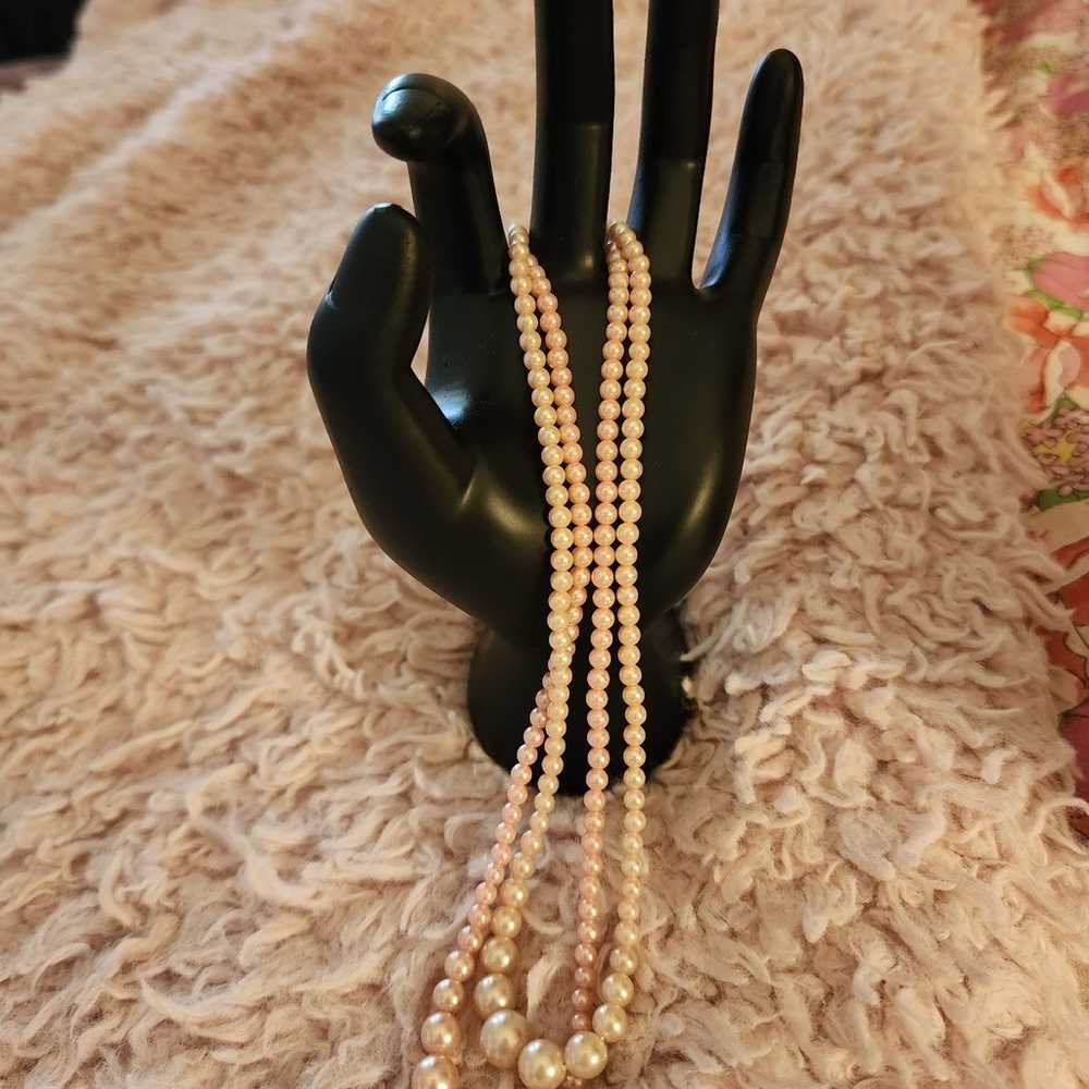 Vintage Double Strand Faux Pearls - image 2