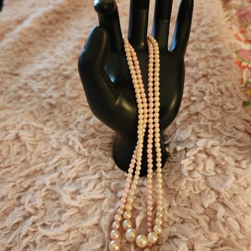 Vintage Double Strand Faux Pearls - image 3