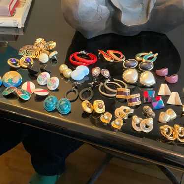 Huge lot 30+ pair of 80’s earrings enamel floral s