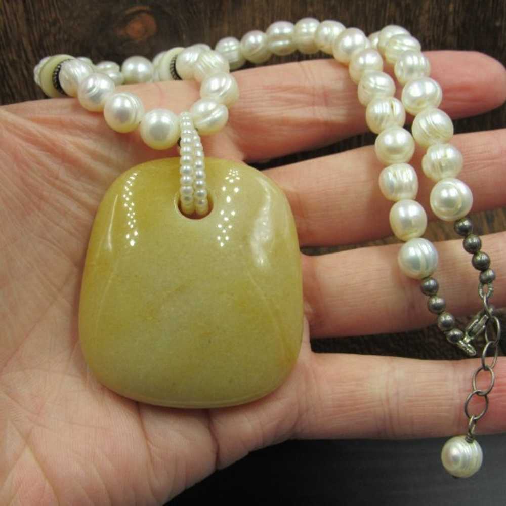 18" Sterling Silver White Pearls & Semi Precious … - image 3