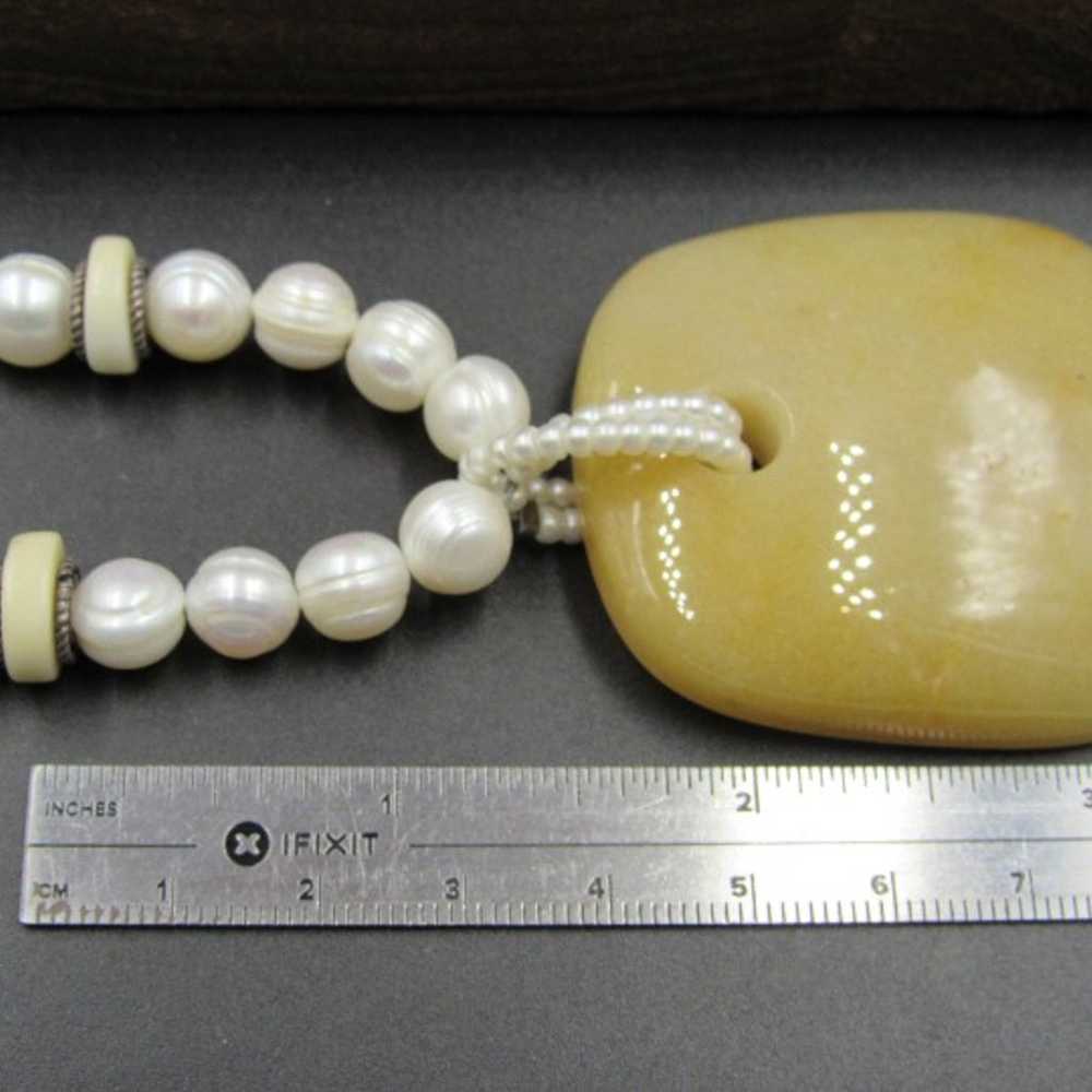 18" Sterling Silver White Pearls & Semi Precious … - image 4