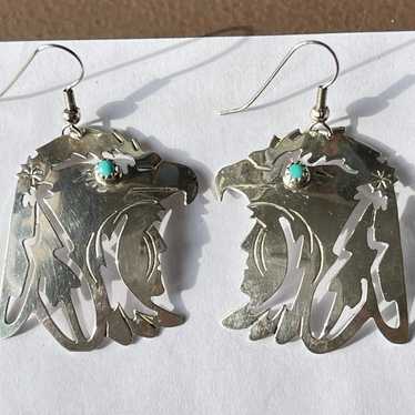 Vintage Eagle Southwestern Sterling Silver Pierce… - image 1