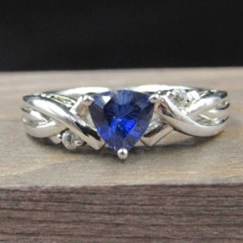 Size 7 Sterling Silver Sapphire Gem Ring - image 1