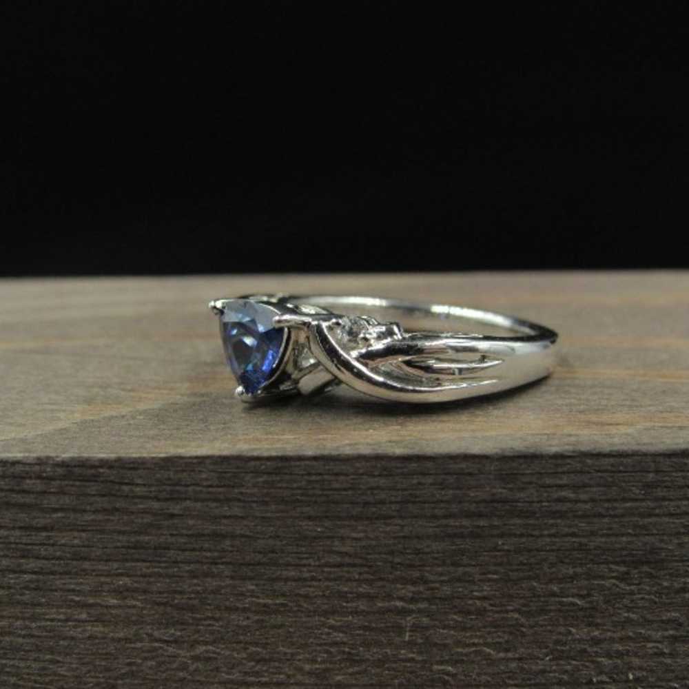 Size 7 Sterling Silver Sapphire Gem Ring - image 2