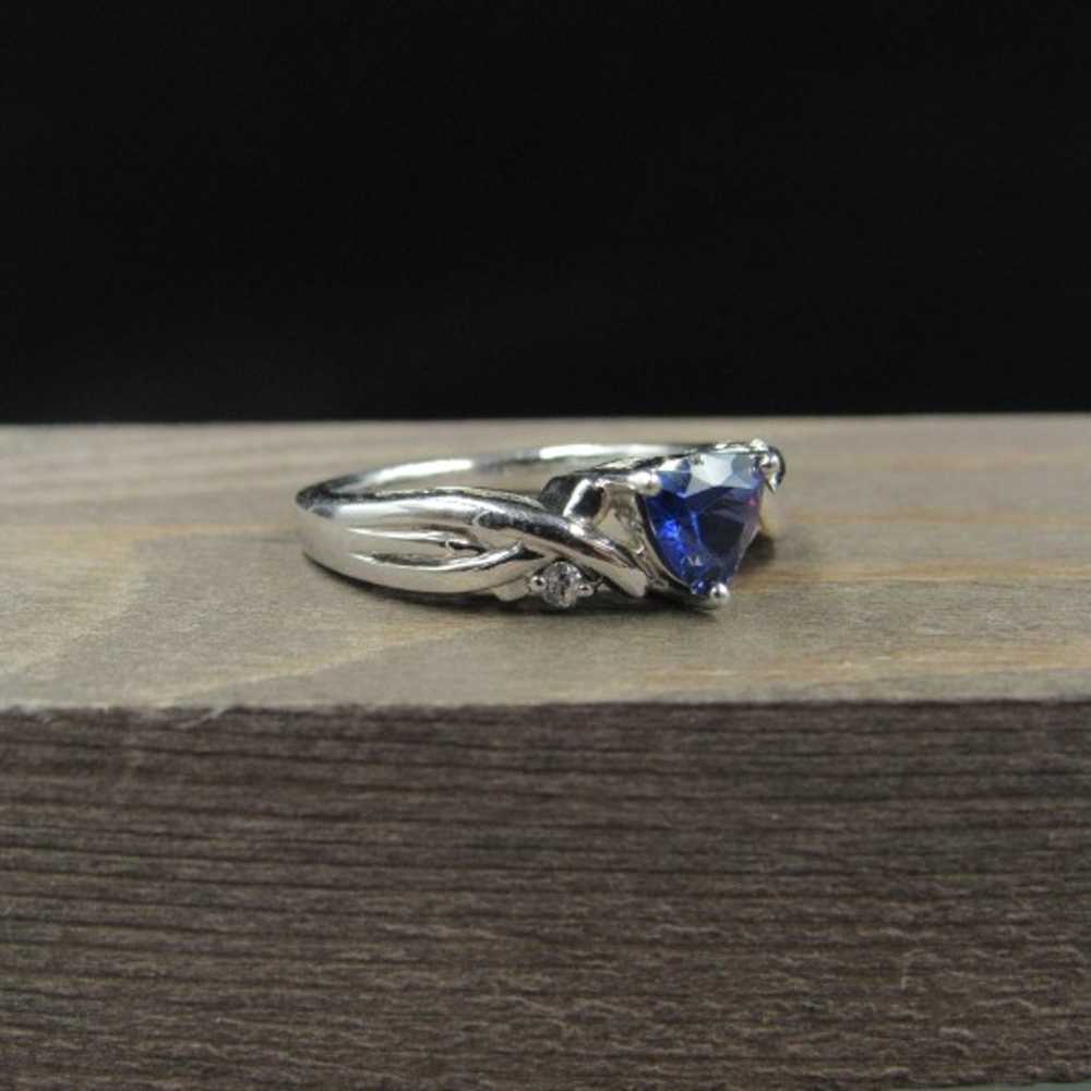 Size 7 Sterling Silver Sapphire Gem Ring - image 3