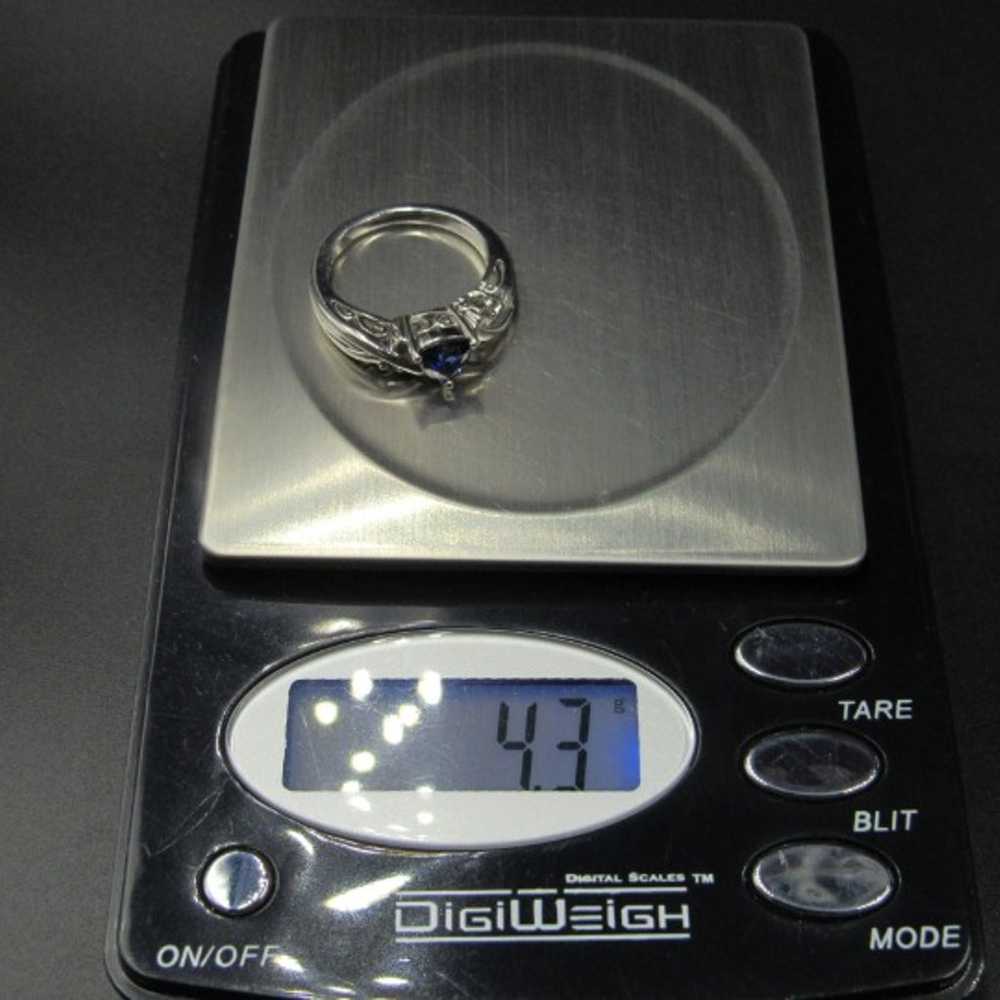 Size 7 Sterling Silver Sapphire Gem Ring - image 8