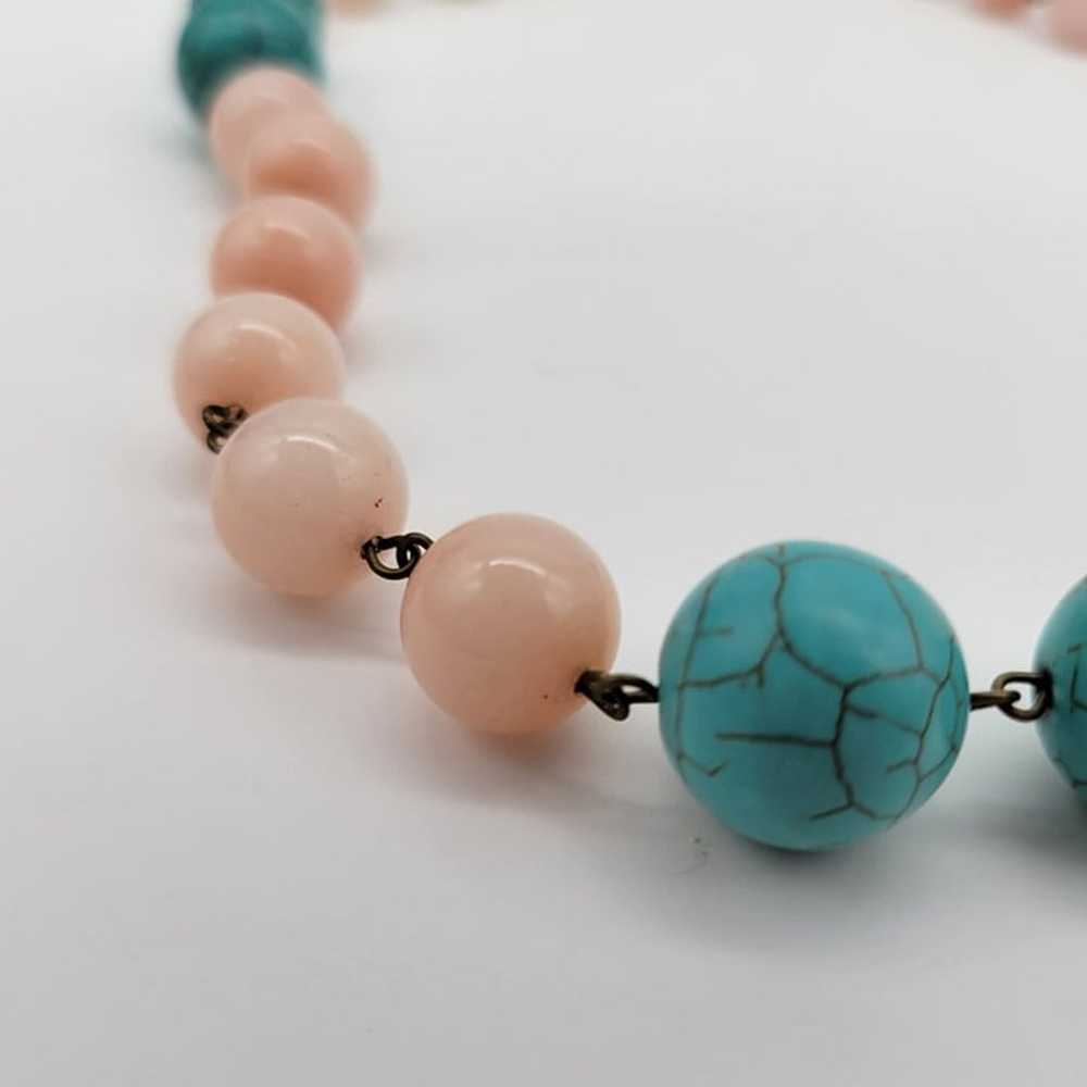 Rose Quartz Turquoise Beaded Necklace Natural Sto… - image 5