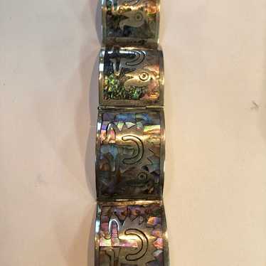 Vintage Taxco Abalone Panel Bracelet - image 1