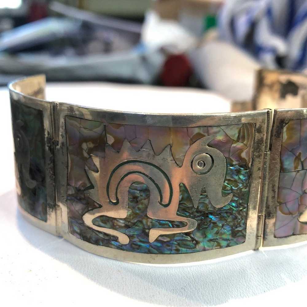 Vintage Taxco Abalone Panel Bracelet - image 2