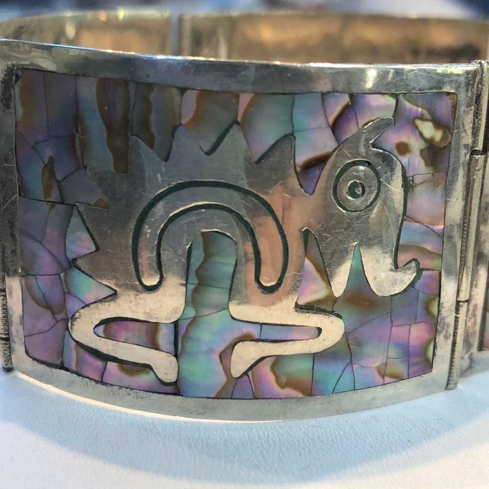 Vintage Taxco Abalone Panel Bracelet - image 3