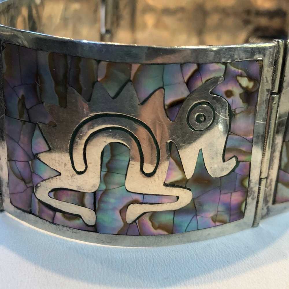 Vintage Taxco Abalone Panel Bracelet - image 4