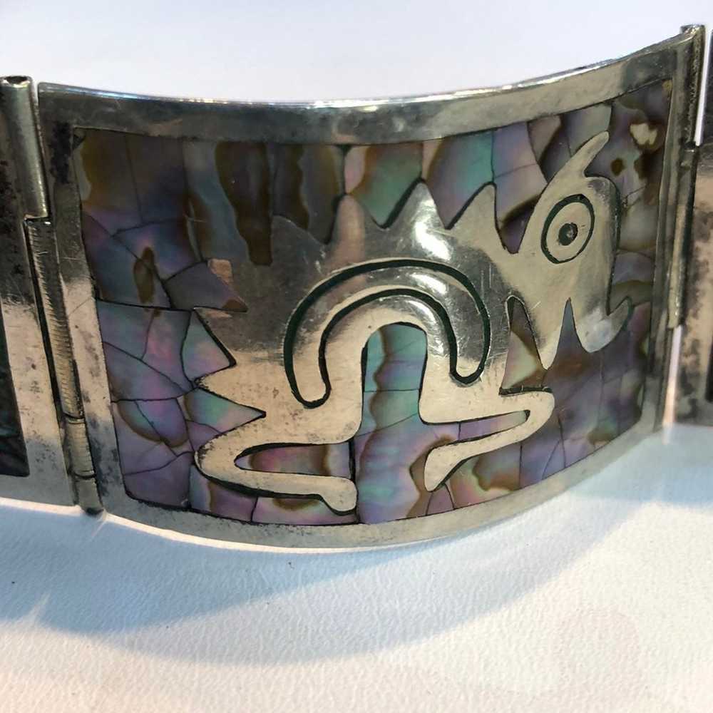 Vintage Taxco Abalone Panel Bracelet - image 7