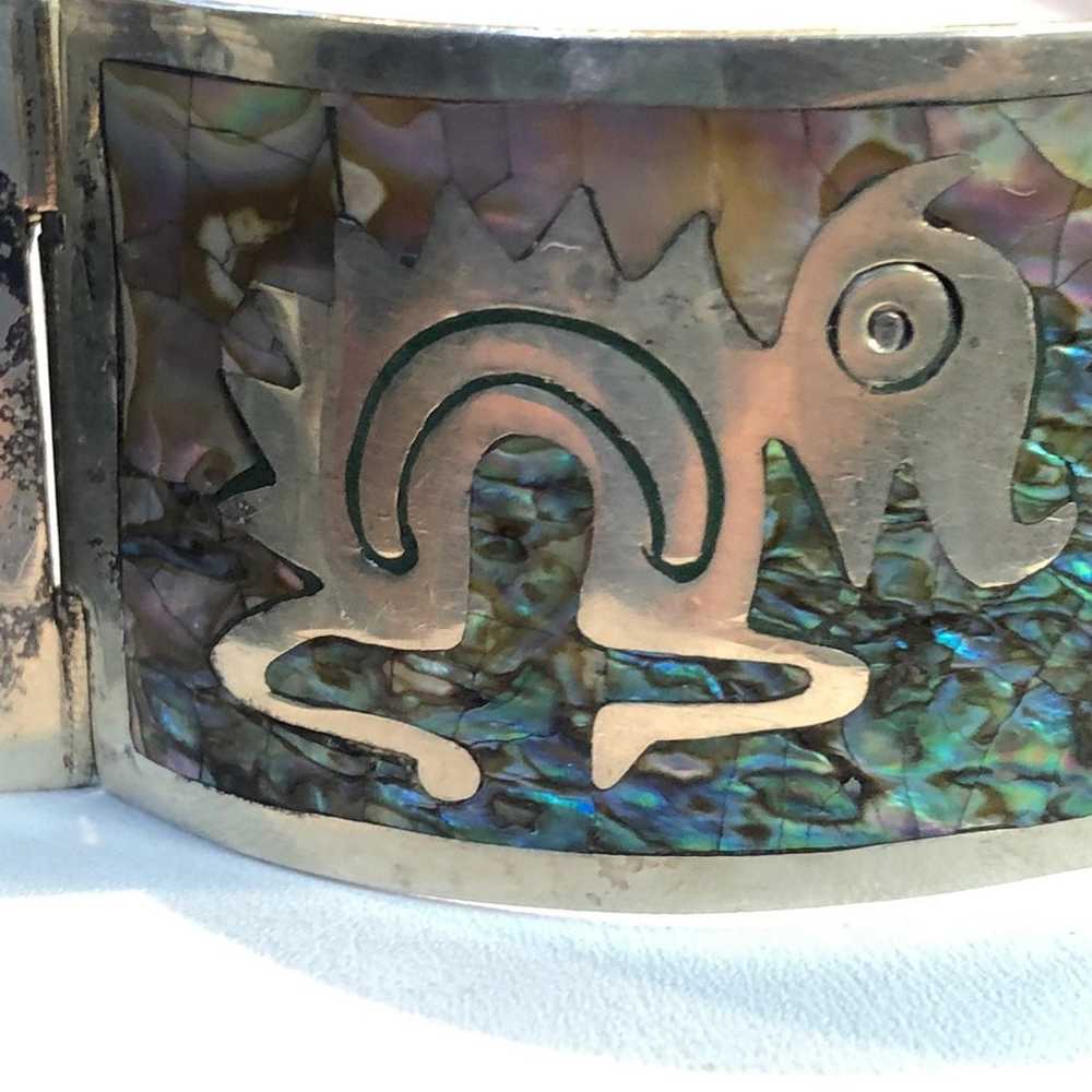 Vintage Taxco Abalone Panel Bracelet - image 8