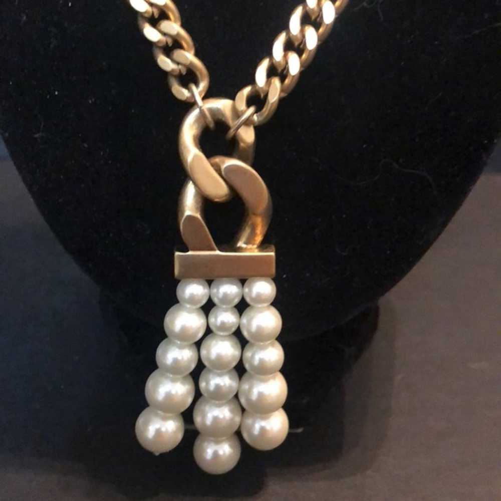 Anne Klein gold tone faux Pearl chain link neckla… - image 2