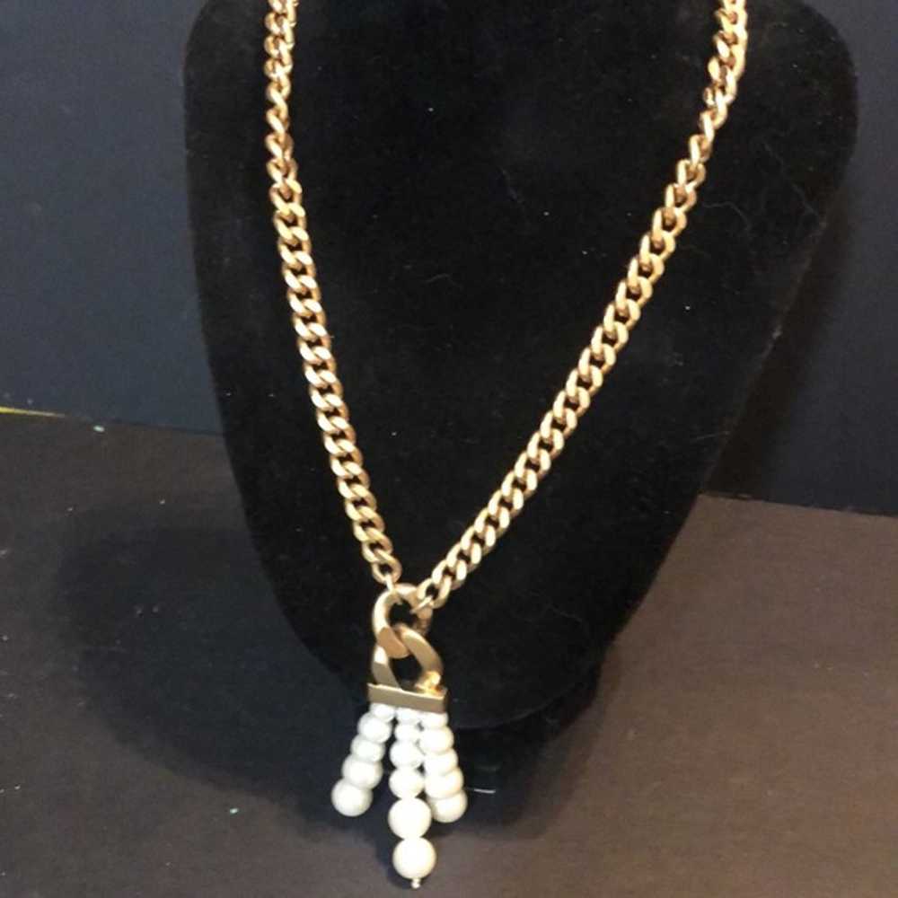 Anne Klein gold tone faux Pearl chain link neckla… - image 7