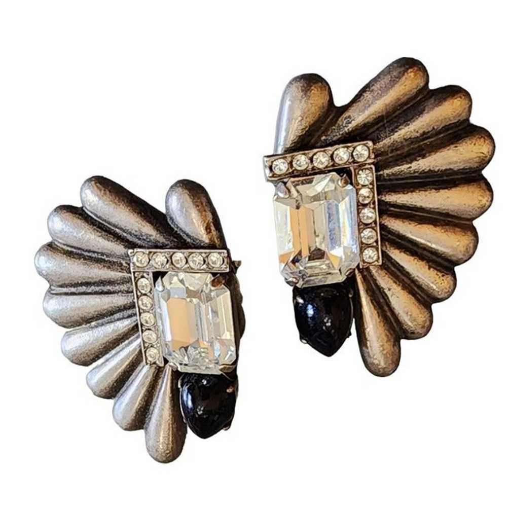 Vintage 80s Metal Clip Earrings (A2082) - image 1