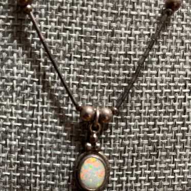 Fiery opal sterling vintage necklace. - image 1