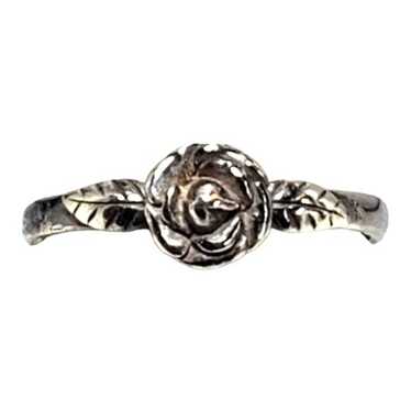 Antique Sterling Silver Rose Ring - image 1