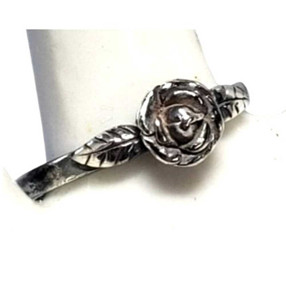 Antique Sterling Silver Rose Ring - image 2