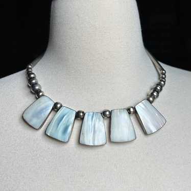 Silver Bead Mother of Pearl Cleopatra Egyptian St… - image 1