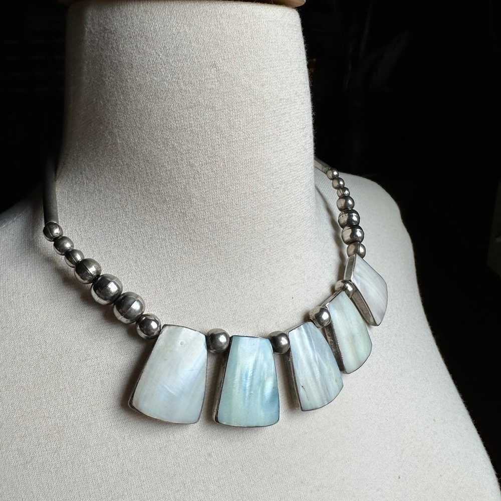 Silver Bead Mother of Pearl Cleopatra Egyptian St… - image 3