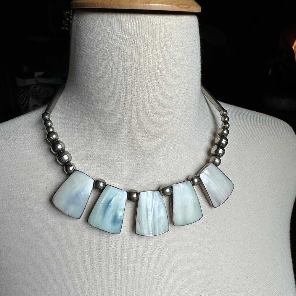 Silver Bead Mother of Pearl Cleopatra Egyptian St… - image 4