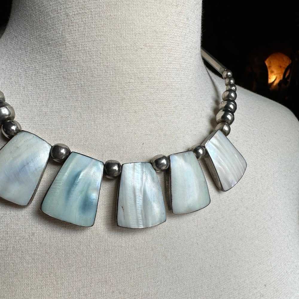 Silver Bead Mother of Pearl Cleopatra Egyptian St… - image 5