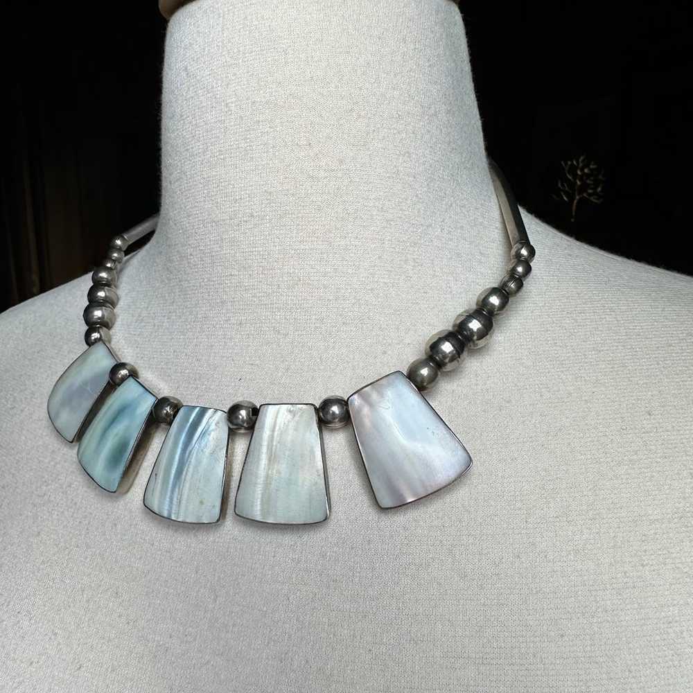 Silver Bead Mother of Pearl Cleopatra Egyptian St… - image 6