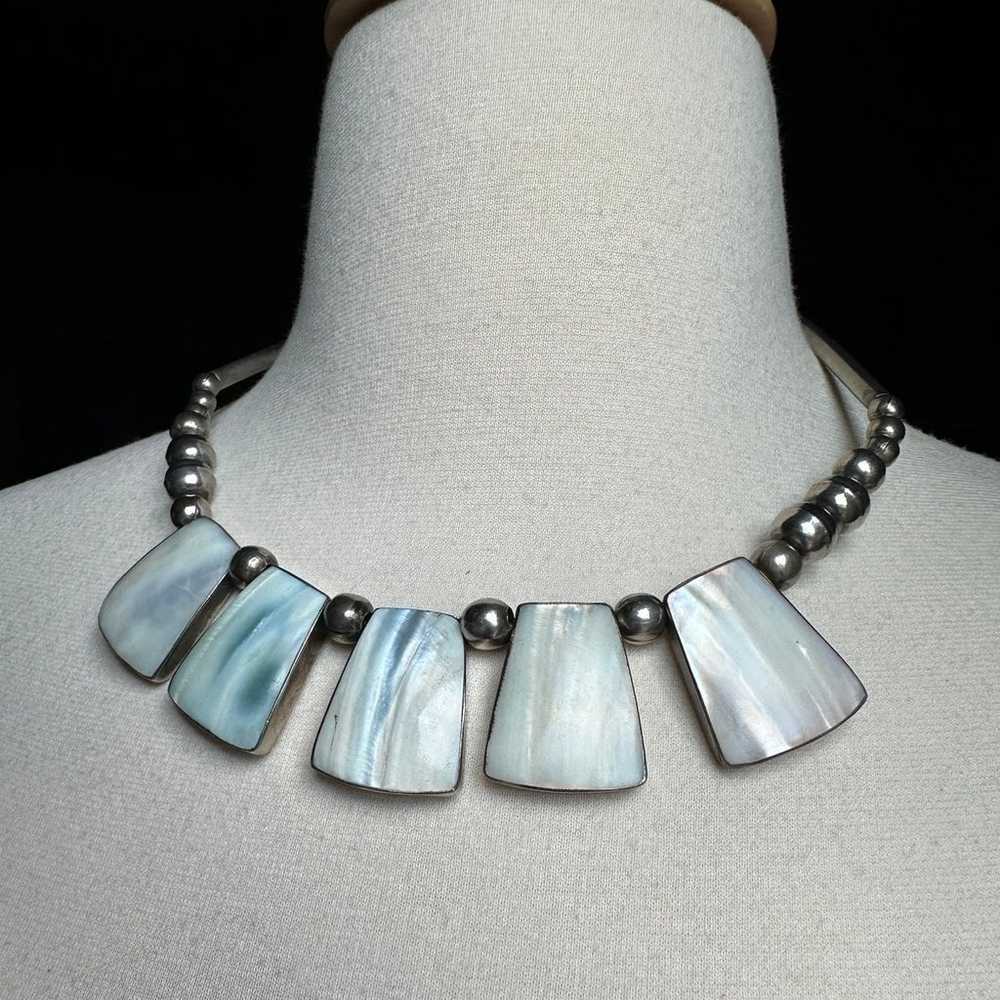 Silver Bead Mother of Pearl Cleopatra Egyptian St… - image 7