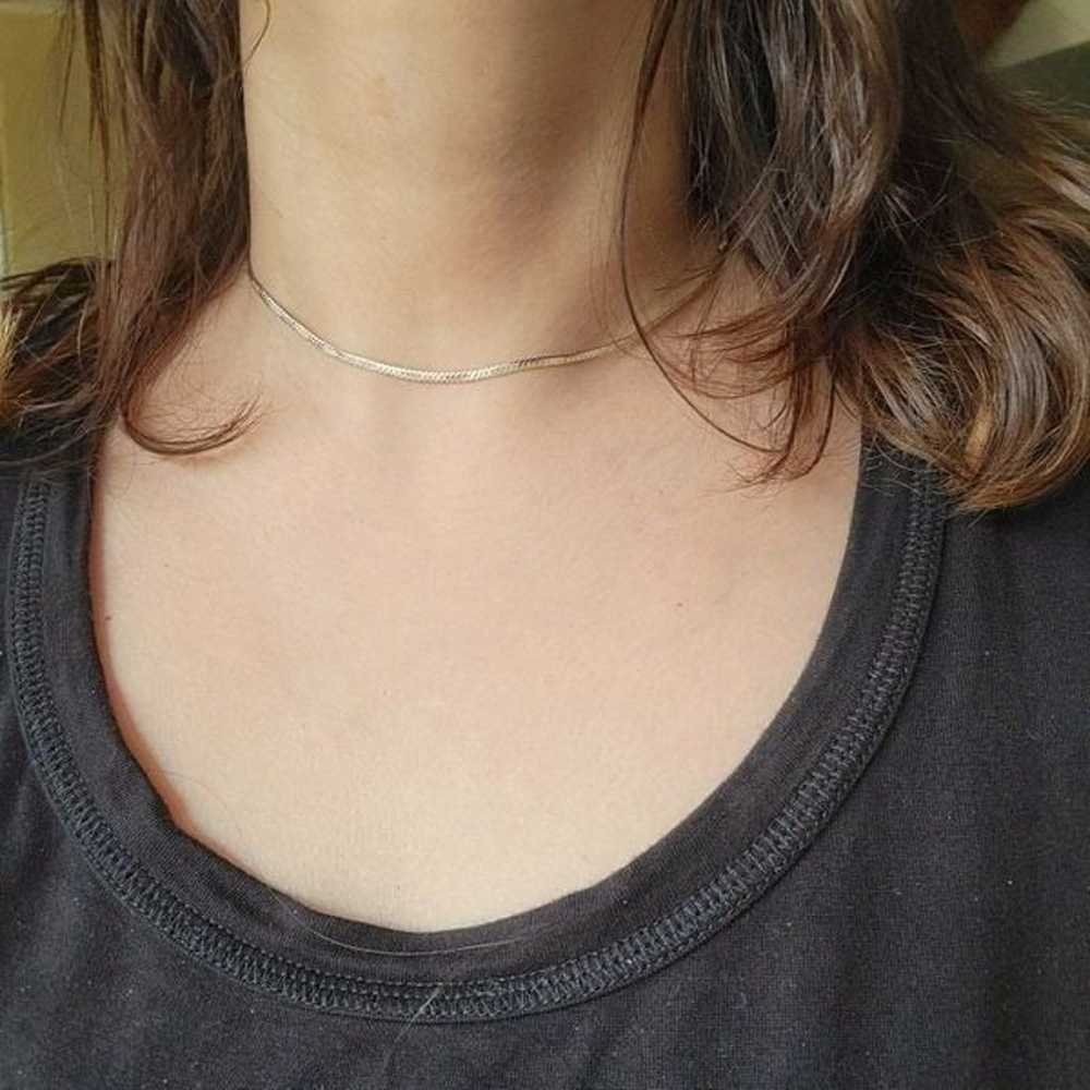 Vintage 925 Sterling Silver Herringbone Necklace - image 2