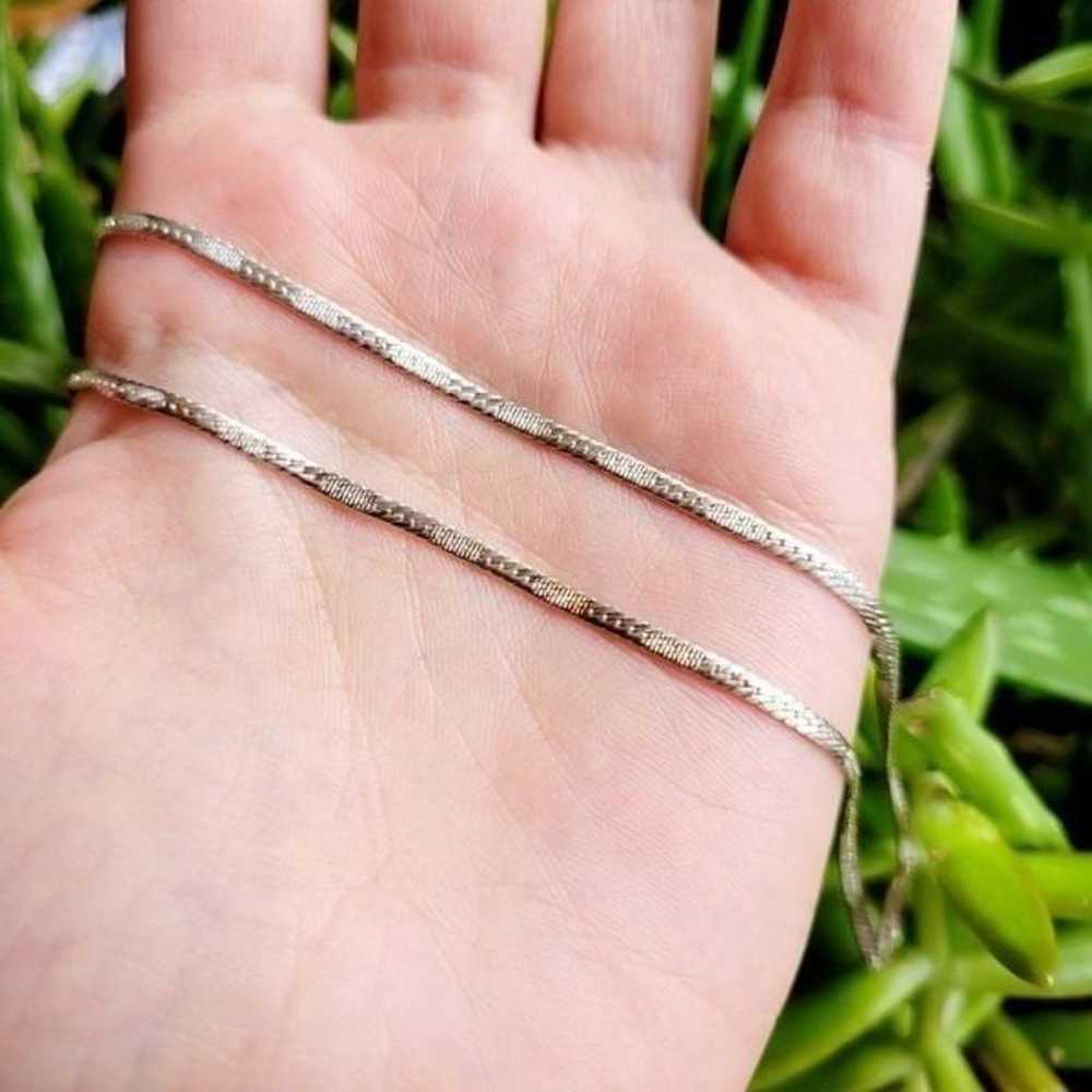 Vintage 925 Sterling Silver Herringbone Necklace - image 5