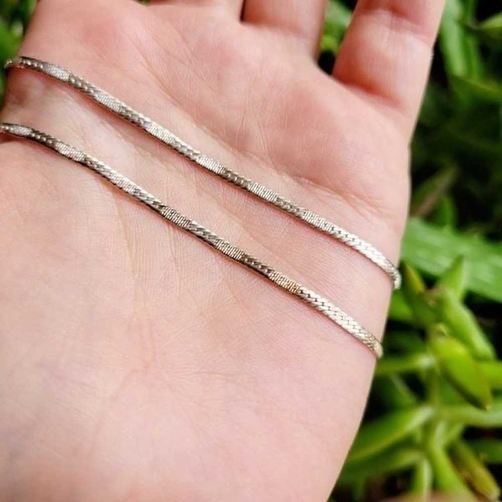 Vintage 925 Sterling Silver Herringbone Necklace - image 6