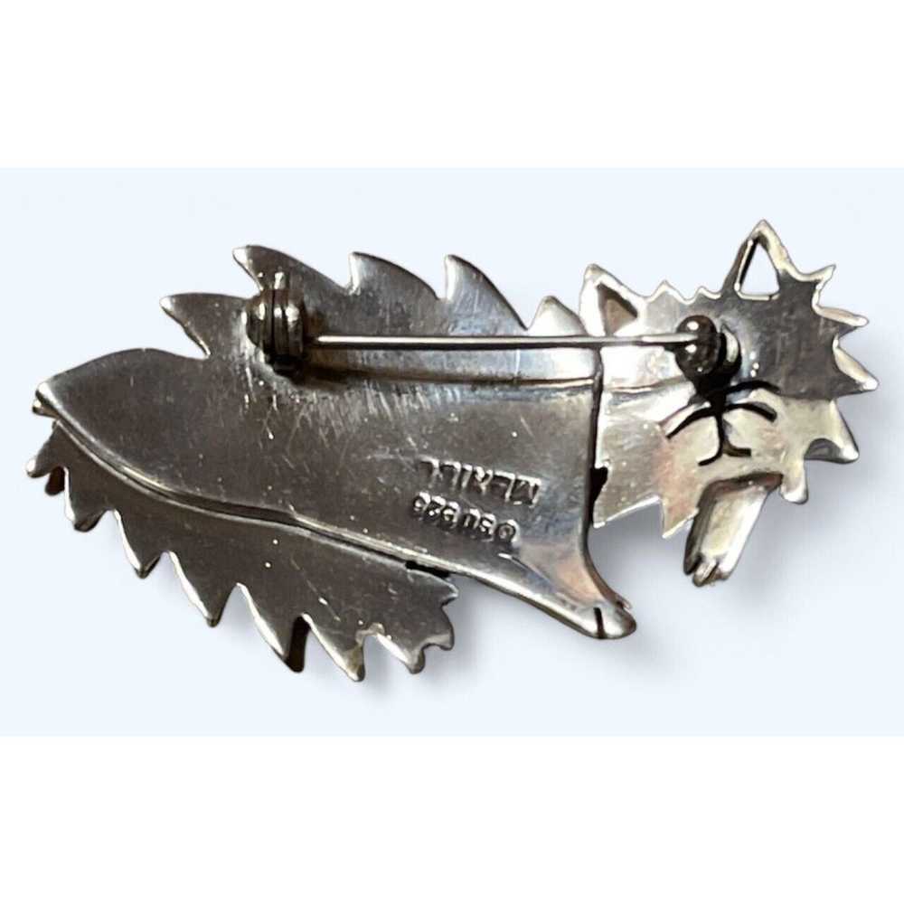 Vintage 925 Silver Brooch Mexico Jagged Sleeping … - image 2