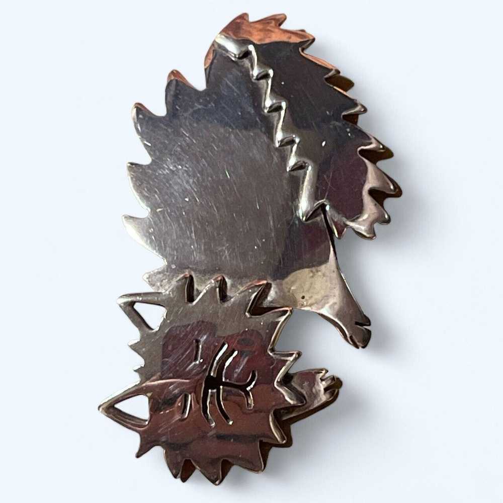 Vintage 925 Silver Brooch Mexico Jagged Sleeping … - image 3