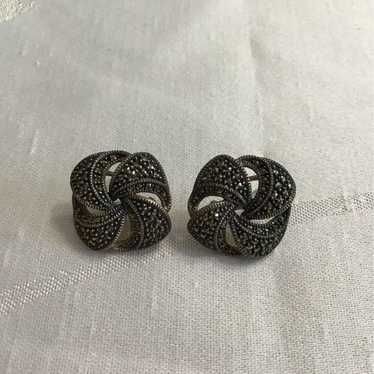 Vintage Judith Jack Sterling and Marcasite Earrin… - image 1