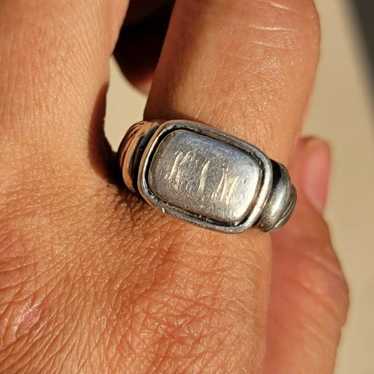 Heavy solid 925 sterling silver vintage engraved m