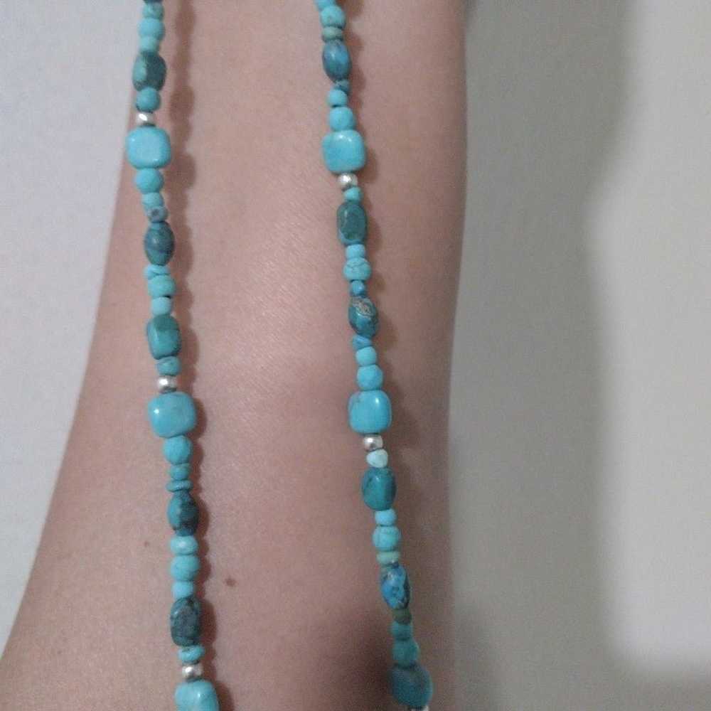 Sterling Silver and real Turquoise, Vintage Neckl… - image 4